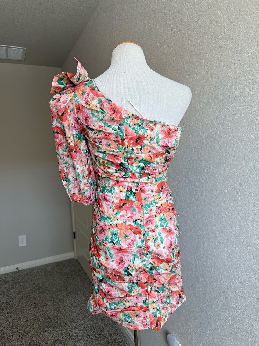 Zara One Sleeve Soft Girl Floral Dress - Picture 5 of 9